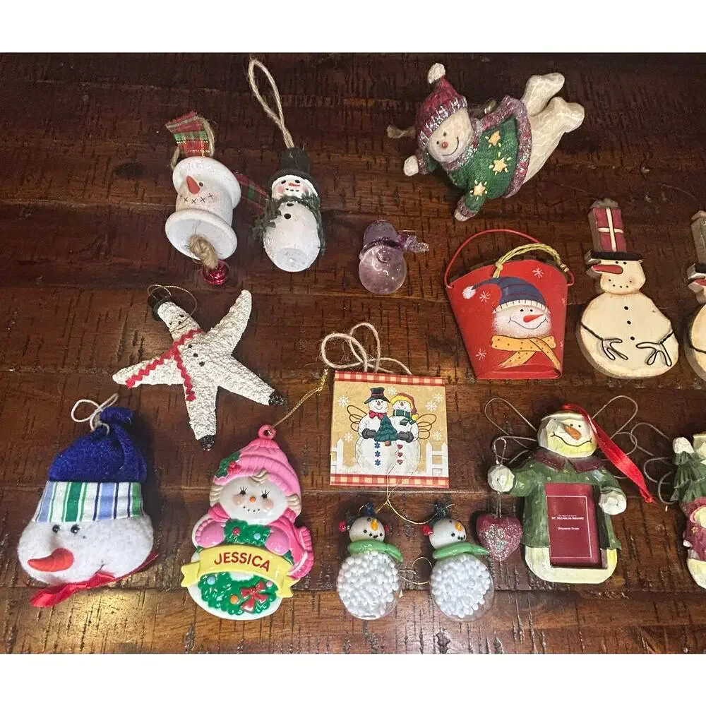 Vintage St. Nicholas Square Snowman Ornament Bundle 17pc Holiday Christmas Snow